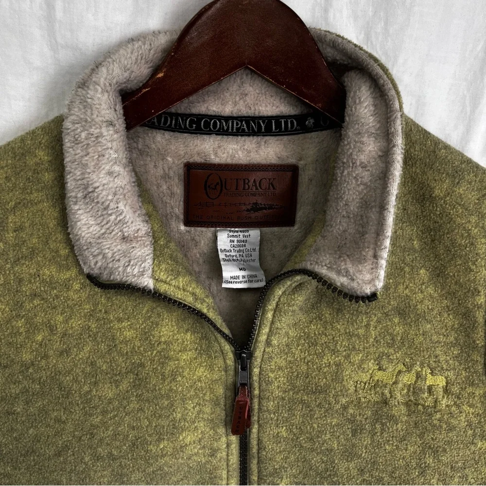Outback Trading Summit Vest Mens Medium Heathered Green Fleece Full Zip Western